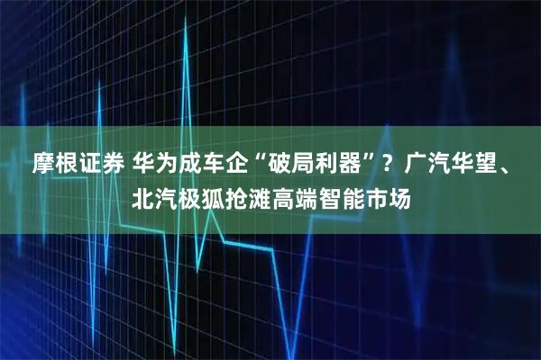 摩根证券 华为成车企“破局利器”？广汽华望、北汽极狐抢滩高端智能市场