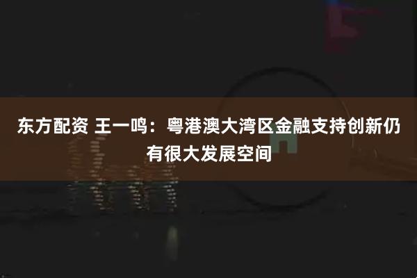 东方配资 王一鸣：粤港澳大湾区金融支持创新仍有很大发展空间